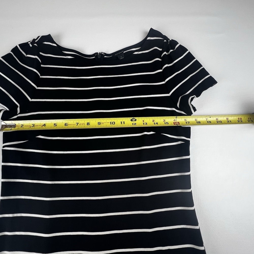 Ann Taylor Loft Women's A-Line Dress Size 8 Striped Black White With Zipper - Picture 6 of 7